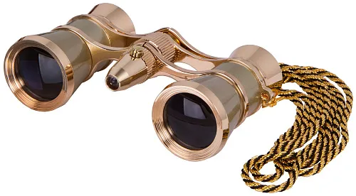 fotografia di Binocolo da teatro Levenhuk Broadway 325F (oro, con luce LED e cordoncino da collo) - Articolo in esposizione