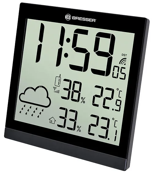 figura di Orologio da parete meteorologico Bresser Temeotrend JC LCD, nero