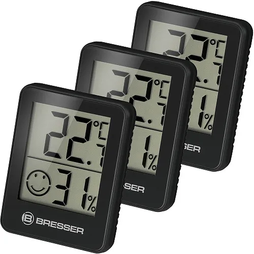 figura di Bresser Set di 3 igrometri Temeo, nero