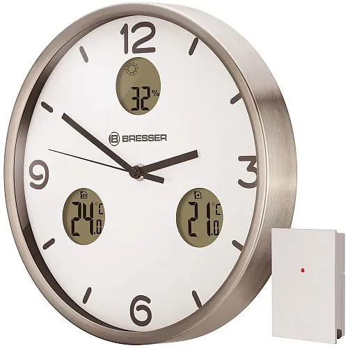 figura di Orologio da parete termoigrometro Bresser Optus MyTime Bresser MyTime io NX 30 cm, bianco,  1