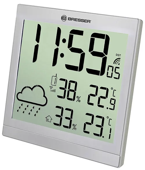 immagine di Orologio da parete meteorologico Bresser TemeoTrend JC LCD, argenteo