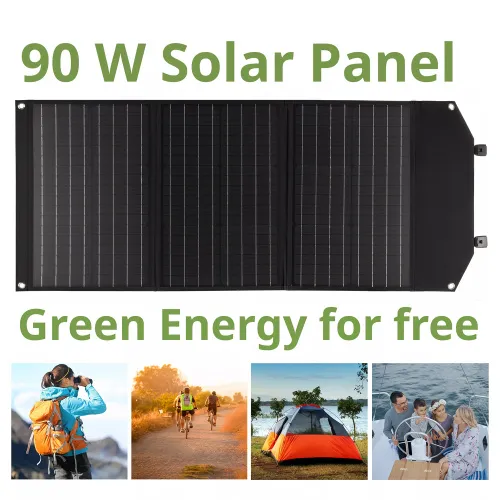 fotografia di Caricabatterie solare portatile Bresser 90 watt con alimentazione USB,  2