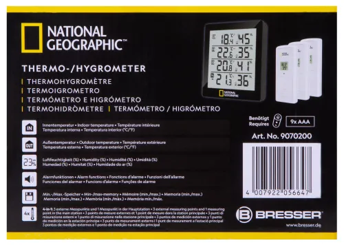 foto di Termoigrometro Bresser National Geographic con 4 misurazioni indipendenti, nero,  12