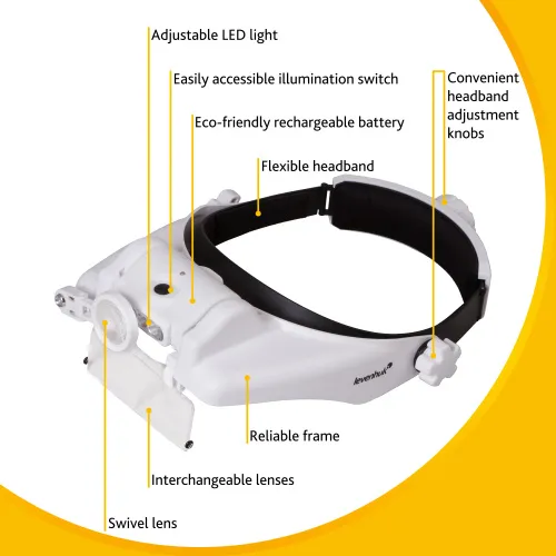 immagine di Lente d’ingrandimento frontale ricaricabile Levenhuk Zeno Vizor HR4,  15