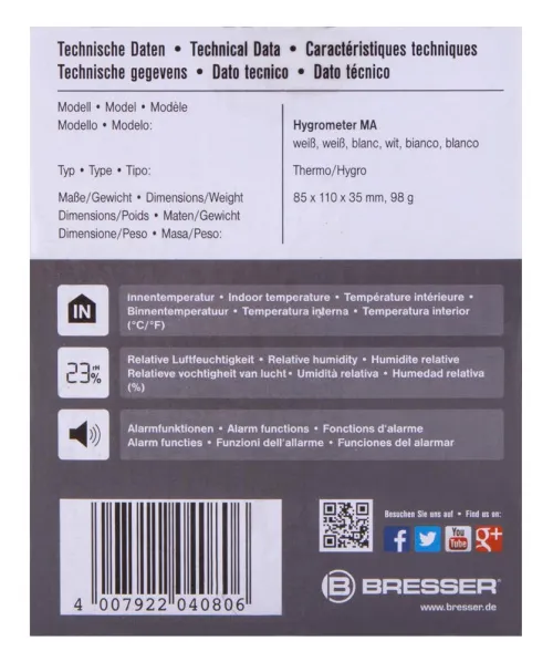 foto di Igrometro digitale Bresser Mould Alert, bianco,  10