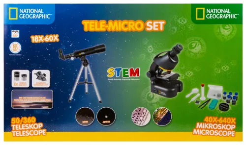 figura di Telescopio National Geographic 50/360 AZ e Microscopio con Supporto per Smartphone,  21