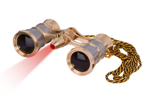 fotografia di Binocolo da teatro Levenhuk Broadway 325F (argento, con luce LED e cordoncino da collo) - Articolo in esposizione,  2