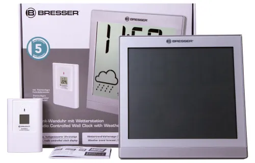 immagine di Orologio da parete meteorologico Bresser TemeoTrend JC LCD, argenteo,  2