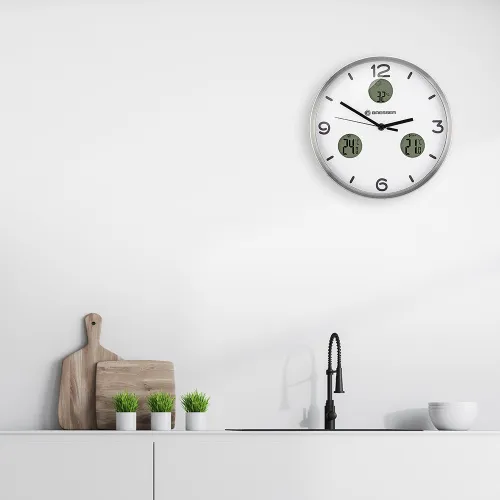 figura di Orologio da parete termoigrometro Bresser Optus MyTime Bresser MyTime io NX 30 cm, bianco,  3
