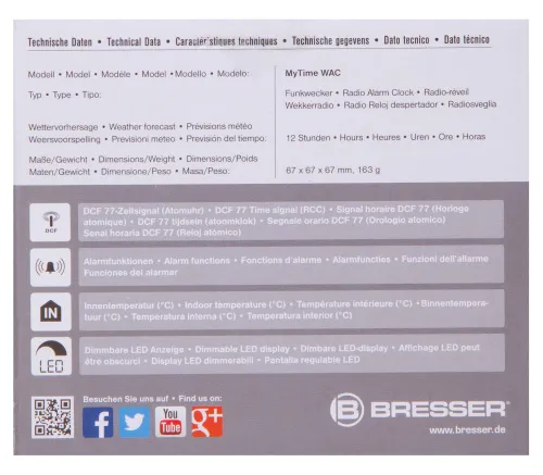 immagine di Sveglia Radiocontrollata Bresser MyTime WAC, nero,  12