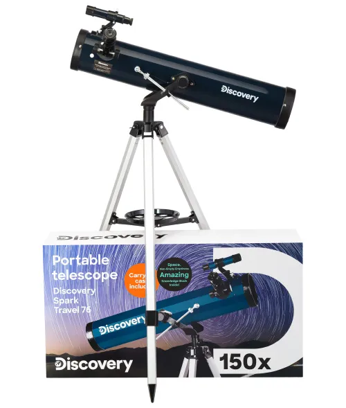 immagine di Telescopio Levenhuk Discovery Spark Travel 76 con libro,  2
