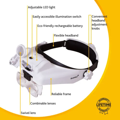 immagine di Lente d’ingrandimento frontale ricaricabile Levenhuk Zeno Vizor HR6,  15