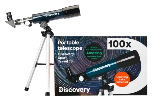 fotografia di Telescopio Levenhuk Discovery Spark Travel 50 con libro,  2