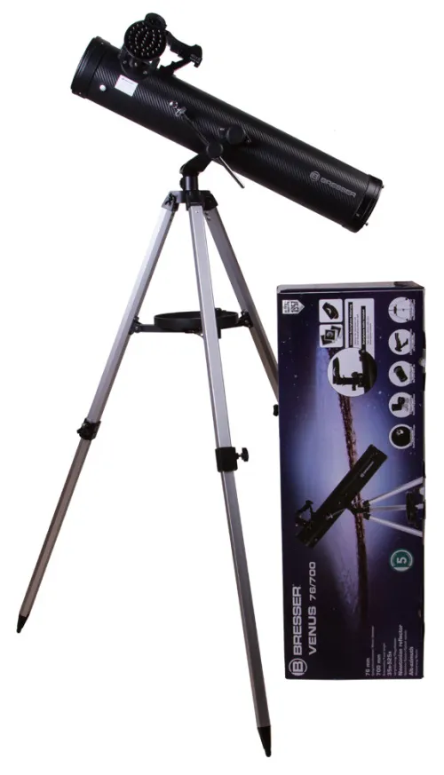 immagine di Telescopio Bresser Venus 76/700 con Adattatore per Fotocamera Smartphone,  12